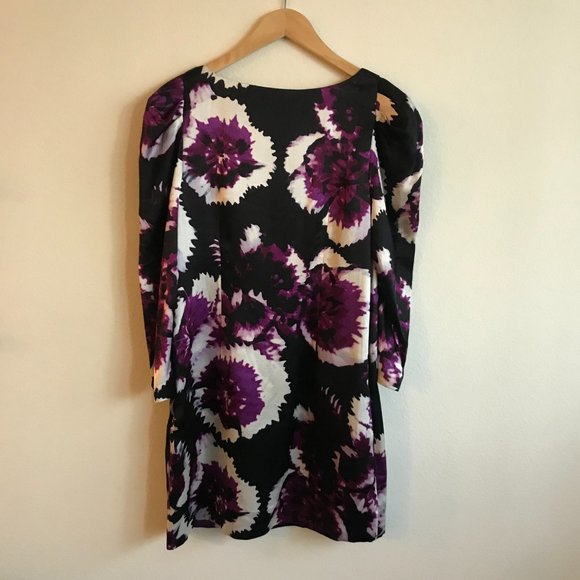 Anthropologie Leifsdottir Belvedere Silk Sheath Dress Purple Black Floral Sz 6 - Picture 8 of 10